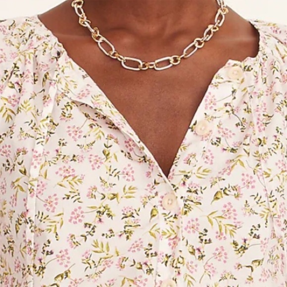 J. Crew Tie Sleeve Button Front Meadow Floral Blouse S - Picture 3 of 12